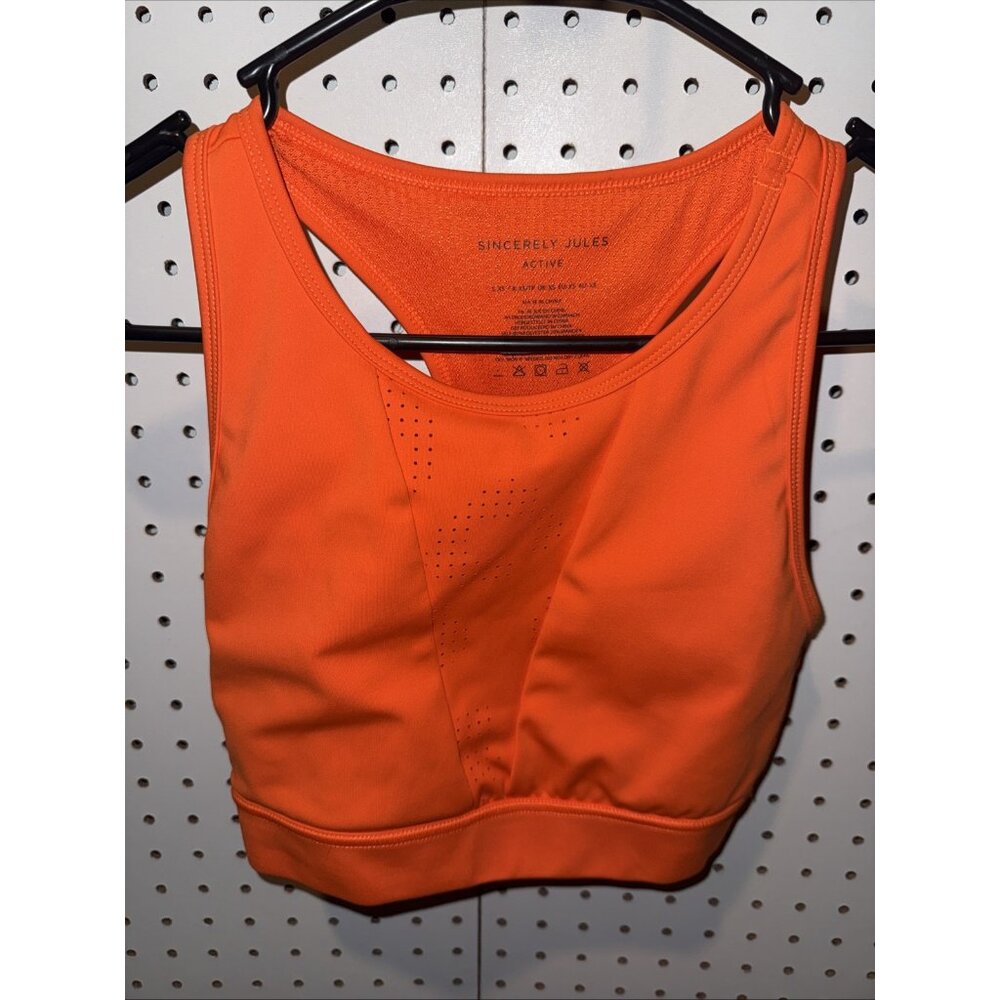 Sincerely Jules Active Racerback Sports Bra Women XS Orange Athleisure Yoga